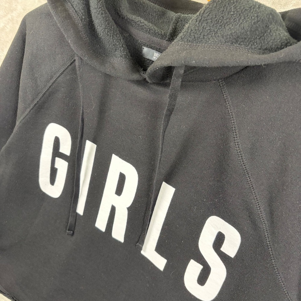 Brunette The Label Hoodie Sweatshirt Black M L Girls Graphic Crop Raw Hem Edgy - Picture 7 of 10